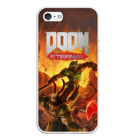 Чехол для iPhone 5/5S матовый с принтом Doom в Новосибирске, Силикон | Область печати: задняя сторона чехла, без боковых панелей | Тематика изображения на принте: cacodemon | doom | eternal | вечность | вечный | дум | итёрнал | какодемон | этернал