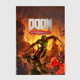 Постер с принтом Doom в Новосибирске, 100% бумага
 | бумага, плотность 150 мг. Матовая, но за счет высокого коэффициента гладкости имеет небольшой блеск и дает на свету блики, но в отличии от глянцевой бумаги не покрыта лаком | cacodemon | doom | eternal | вечность | вечный | дум | итёрнал | какодемон | этернал