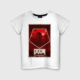 Детская футболка хлопок с принтом Doom в Новосибирске, 100% хлопок | круглый вырез горловины, полуприлегающий силуэт, длина до линии бедер | cacodemon | doom | eternal | вечность | вечный | дум | итёрнал | какодемон | этернал