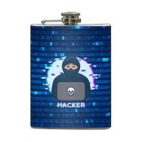Фляга с принтом Хакер в Новосибирске, металлический корпус | емкость 0,22 л, размер 125 х 94 мм. Виниловая наклейка запечатывается полностью | Тематика изображения на принте: hacker | hacknet | взлом | виртуальность | кибер | киберпанк | программист | хакер