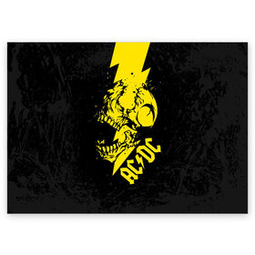 Поздравительная открытка с принтом AC/DC HIGH VOLTAGE в Новосибирске, 100% бумага | плотность бумаги 280 г/м2, матовая, на обратной стороне линовка и место для марки
 | Тематика изображения на принте: ac dc | acdc | high voltage | music | rock | skull | группа | молния | музыка | музыканты | рок | череп