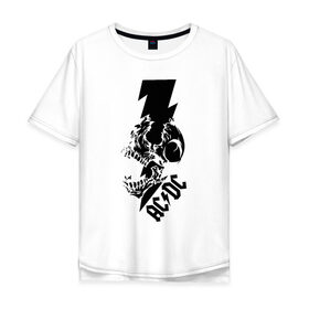 Мужская футболка хлопок Oversize с принтом AC/DC HIGH VOLTAGE в Новосибирске, 100% хлопок | свободный крой, круглый ворот, “спинка” длиннее передней части | ac dc | acdc | high voltage | music | rock | skull | группа | молния | музыка | музыканты | рок | череп