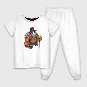 Детская пижама хлопок с принтом Стимпанк Панда в Новосибирске, 100% хлопок |  брюки и футболка прямого кроя, без карманов, на брюках мягкая резинка на поясе и по низу штанин
 | panda | steam | steampunk | панда | панды | робот | стим | стимпанк