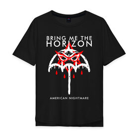 Мужская футболка хлопок Oversize с принтом BRING ME THE HORIZON в Новосибирске, 100% хлопок | свободный крой, круглый ворот, “спинка” длиннее передней части | 