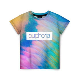 Детская футболка 3D с принтом сериал Euphoria в Новосибирске, 100% гипоаллергенный полиэфир | прямой крой, круглый вырез горловины, длина до линии бедер, чуть спущенное плечо, ткань немного тянется | Тематика изображения на принте: zendaya | зендея | ру беннетт | сериал euphoria | эйфория