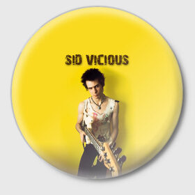 Значок с принтом Sid Vicious в Новосибирске,  металл | круглая форма, металлическая застежка в виде булавки | england | music | my way | no future | sid and nancy | sid vicious | trash | музыка | панк | рок | сид вишес | сид и ненси