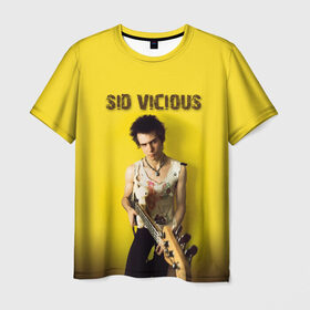 Мужская футболка 3D с принтом Sid Vicious в Новосибирске, 100% полиэфир | прямой крой, круглый вырез горловины, длина до линии бедер | Тематика изображения на принте: england | music | my way | no future | sid and nancy | sid vicious | trash | музыка | панк | рок | сид вишес | сид и ненси