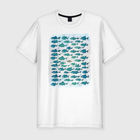 Мужская футболка премиум с принтом Меланхолично-скептичные рыбы в Новосибирске, 92% хлопок, 8% лайкра | приталенный силуэт, круглый вырез ворота, длина до линии бедра, короткий рукав | bird born | арт | иллюстрация | ирония | мы | общество | подозревака | противостояние | рыбы | сопротивление | социум | юмор | я