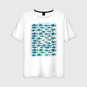 Женская футболка хлопок Oversize с принтом Меланхолично-скептичные рыбы в Новосибирске, 100% хлопок | свободный крой, круглый ворот, спущенный рукав, длина до линии бедер
 | bird born | арт | иллюстрация | ирония | мы | общество | подозревака | противостояние | рыбы | сопротивление | социум | юмор | я