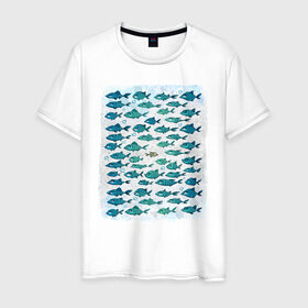 Мужская футболка хлопок с принтом Меланхолично-скептичные рыбы в Новосибирске, 100% хлопок | прямой крой, круглый вырез горловины, длина до линии бедер, слегка спущенное плечо. | bird born | арт | иллюстрация | ирония | мы | общество | подозревака | противостояние | рыбы | сопротивление | социум | юмор | я