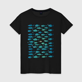Женская футболка хлопок с принтом Меланхолично-скептичные рыбы в Новосибирске, 100% хлопок | прямой крой, круглый вырез горловины, длина до линии бедер, слегка спущенное плечо | bird born | арт | иллюстрация | ирония | мы | общество | подозревака | противостояние | рыбы | сопротивление | социум | юмор | я