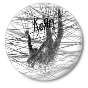Значок с принтом Korn: The Nothing в Новосибирске,  металл | круглая форма, металлическая застежка в виде булавки | Тематика изображения на принте: alternative | heavy | korn | koяn | metal | rapcore | rock | the nothing | youll never find me | джонатан дэвис | корн | корни | коян | ню метал | нюметал | рок