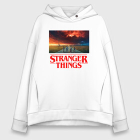 Женское худи Oversize хлопок с принтом STRANGER THINGS в Новосибирске, френч-терри — 70% хлопок, 30% полиэстер. Мягкий теплый начес внутри —100% хлопок | боковые карманы, эластичные манжеты и нижняя кромка, капюшон на магнитной кнопке | stranger things | очень странные дела