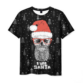 Мужская футболка 3D с принтом Evil Santa в Новосибирске, 100% полиэфир | прямой крой, круглый вырез горловины, длина до линии бедер | 