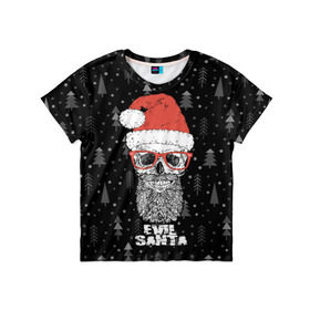 Детская футболка 3D с принтом Evil Santa в Новосибирске, 100% гипоаллергенный полиэфир | прямой крой, круглый вырез горловины, длина до линии бедер, чуть спущенное плечо, ткань немного тянется | 