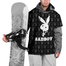 Накидка на куртку 3D с принтом Bad boy в Новосибирске, 100% полиэстер |  | bad boy | bite | bow tie | broken | cool | ear | fighter | logo | man | playboy | rabbit | sign | symbol | white | белый | битый | боец | галстук бабочка | знак | кролик | логотип | любовь | мальчик | мужчина | откушенное | прикольный | сим