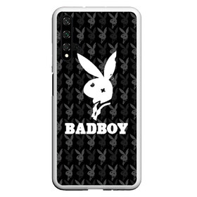 Чехол для Honor 20 с принтом Bad boy в Новосибирске, Силикон | Область печати: задняя сторона чехла, без боковых панелей | bad boy | bite | bow tie | broken | cool | ear | fighter | logo | man | playboy | rabbit | sign | symbol | white | белый | битый | боец | галстук бабочка | знак | кролик | логотип | любовь | мальчик | мужчина | откушенное | прикольный | сим