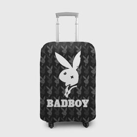 Чехол для чемодана 3D с принтом Bad boy в Новосибирске, 86% полиэфир, 14% спандекс | двустороннее нанесение принта, прорези для ручек и колес | bad boy | bite | bow tie | broken | cool | ear | fighter | logo | man | playboy | rabbit | sign | symbol | white | белый | битый | боец | галстук бабочка | знак | кролик | логотип | любовь | мальчик | мужчина | откушенное | прикольный | сим