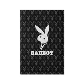Обложка для паспорта матовая кожа с принтом Bad boy в Новосибирске, натуральная матовая кожа | размер 19,3 х 13,7 см; прозрачные пластиковые крепления | bad boy | bite | bow tie | broken | cool | ear | fighter | logo | man | playboy | rabbit | sign | symbol | white | белый | битый | боец | галстук бабочка | знак | кролик | логотип | любовь | мальчик | мужчина | откушенное | прикольный | сим