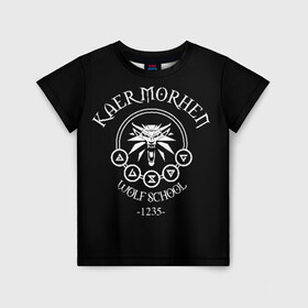 Детская футболка 3D с принтом Каер Морхен в Новосибирске, 100% гипоаллергенный полиэфир | прямой крой, круглый вырез горловины, длина до линии бедер, чуть спущенное плечо, ткань немного тянется | wild hunt | witcher | ведьмак | геральд | геральт | дикая охота