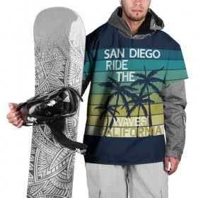 Накидка на куртку 3D с принтом California в Новосибирске, 100% полиэстер |  | california | cool | palm trees | san diego | stripes | travel | калифорния | пальмы | полосы | прикольный | путешествие | сан диего