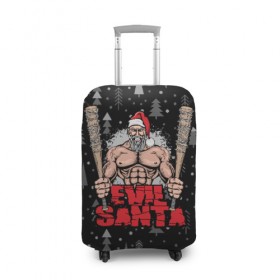 Чехол для чемодана 3D с принтом Evil Santa в Новосибирске, 86% полиэфир, 14% спандекс | двустороннее нанесение принта, прорези для ручек и колес | 