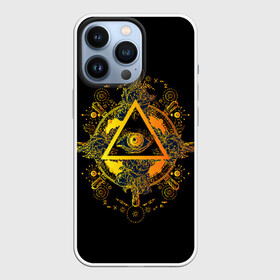 Чехол для iPhone 13 Pro с принтом Всевидящее око в Новосибирске,  |  | black | esoteric | eye | mystic | occult | orange | symbol | triangle | yellow | глаз | желтый | мистика | оккультизм | око | оранжевый | символ | треугольник | черный | эзотерика