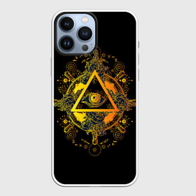 Чехол для iPhone 13 Pro Max с принтом Всевидящее око в Новосибирске,  |  | black | esoteric | eye | mystic | occult | orange | symbol | triangle | yellow | глаз | желтый | мистика | оккультизм | око | оранжевый | символ | треугольник | черный | эзотерика