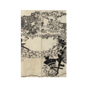 Обложка для паспорта матовая кожа с принтом Японская гравюра в Новосибирске, натуральная матовая кожа | размер 19,3 х 13,7 см; прозрачные пластиковые крепления | Тематика изображения на принте: japan | japanese | искусство | картина | япония | японская гравюра | японская картина