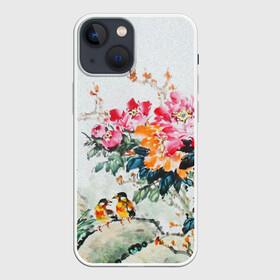 Чехол для iPhone 13 mini с принтом Японские цветы в Новосибирске,  |  | japan | japanese | искусство | картина | цветы | япония | японская гравюра | японская картина