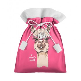 Подарочный 3D мешок с принтом Romantic llama в Новосибирске, 100% полиэстер | Размер: 29*39 см | alpaca | animal | cool | flowers | head | heart | inscription | llama | look | pink | romance | альпака | взгляд | голова | животное | лама | любовь | надпись | очки | прикольный | розовые | романтика | сердце | цветы