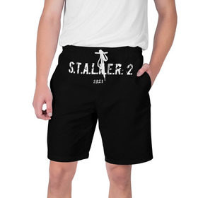 Мужские шорты 3D с принтом Сталкер 2 в Новосибирске,  полиэстер 100% | прямой крой, два кармана без застежек по бокам. Мягкая трикотажная резинка на поясе, внутри которой широкие завязки. Длина чуть выше колен | stalker 2 | сталкер 2