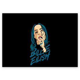 Поздравительная открытка с принтом billie eilish в Новосибирске, 100% бумага | плотность бумаги 280 г/м2, матовая, на обратной стороне линовка и место для марки
 | billie eilish | билли айлиш | билли элиш