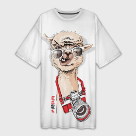 Платье-футболка 3D с принтом NoDrama в Новосибирске,  |  | alpaca | animal | camera | cool | drama | hashtag | head | inscription | llama | look | nodrama | photographer | альпака | взгляд | голова | драма | животное | камера | лама | надпись | очки | прикольный | фотоаппарат | фотограф | хэштег