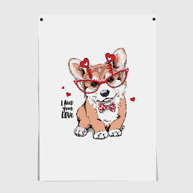 Постер с принтом I need your love в Новосибирске, 100% бумага
 | бумага, плотность 150 мг. Матовая, но за счет высокого коэффициента гладкости имеет небольшой блеск и дает на свету блики, но в отличии от глянцевой бумаги не покрыта лаком | animal | bow | bow tie | breed | cute | dog | funny | hearts | i need your love | polka dot | puppy | red | the inscription | white | бант | белый | вельш корги пемброк | галстук бабочка | горошек | животное | забавный | красный | любовь | милый | м