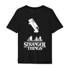 Мужская футболка хлопок Oversize с принтом STRANGER THINGS в Новосибирске, 100% хлопок | свободный крой, круглый ворот, “спинка” длиннее передней части | stranger 2 | stranger 3 | stranger things 3 | things 2 | things 3 | очень странные дела | очень странные дела 3. | очень странный дело