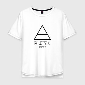 Мужская футболка хлопок Oversize с принтом 30 SECONDS TO MARS в Новосибирске, 100% хлопок | свободный крой, круглый ворот, “спинка” длиннее передней части | 30 seconds to mars | 30 секунд до марса | jared leto | thirty seconds to mars | джаред лето