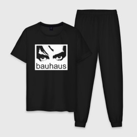 Мужская пижама хлопок с принтом Bauhaus в Новосибирске, 100% хлопок | брюки и футболка прямого кроя, без карманов, на брюках мягкая резинка на поясе и по низу штанин
 | Тематика изображения на принте: bauhaus | goth | gothic | peter murphy | punk | rock | альтернатива | баухаус | баухус | бахус | бухус | готика | готичная | готичный | готы | панк | питер мерфи | пост панк | рок | хардрок