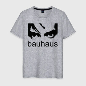 Мужская футболка хлопок с принтом Bauhaus в Новосибирске, 100% хлопок | прямой крой, круглый вырез горловины, длина до линии бедер, слегка спущенное плечо. | bauhaus | goth | gothic | peter murphy | punk | rock | альтернатива | баухаус | баухус | бахус | бухус | готика | готичная | готичный | готы | панк | питер мерфи | пост панк | рок | хардрок