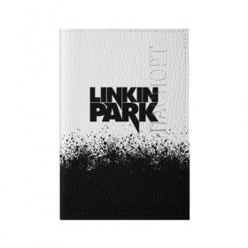 Обложка для паспорта матовая кожа с принтом LINKIN PARK в Новосибирске, натуральная матовая кожа | размер 19,3 х 13,7 см; прозрачные пластиковые крепления | chester bennington | linkin park | mike shinoda | линкин парк