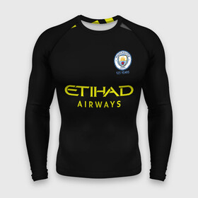 Мужской рашгард 3D с принтом Manchester City away 19 20 в Новосибирске,  |  | aguero | champions | england | manchester city | англия | лига чемпионов | манчестер сити