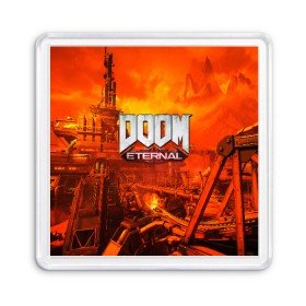 Магнит 55*55 с принтом DOOM ETERNAL в Новосибирске, Пластик | Размер: 65*65 мм; Размер печати: 55*55 мм | 