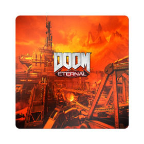 Магнит виниловый Квадрат с принтом DOOM ETERNAL в Новосибирске, полимерный материал с магнитным слоем | размер 9*9 см, закругленные углы | 