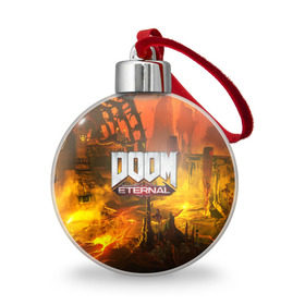 Ёлочный шар с принтом DOOM ETERNAL в Новосибирске, Пластик | Диаметр: 77 мм | doom | doom eternal | game | дум