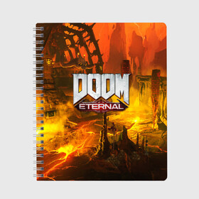 Тетрадь с принтом DOOM ETERNAL в Новосибирске, 100% бумага | 48 листов, плотность листов — 60 г/м2, плотность картонной обложки — 250 г/м2. Листы скреплены сбоку удобной пружинной спиралью. Уголки страниц и обложки скругленные. Цвет линий — светло-серый
 | doom | doom eternal | game | дум