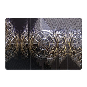 Магнитный плакат 3Х2 с принтом Кельтские узоры в Новосибирске, Полимерный материал с магнитным слоем | 6 деталей размером 9*9 см | 3d | абстракция | арт | желтый | кельтские узоры | на металле | черный
