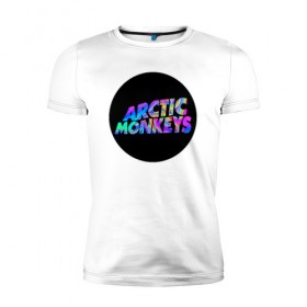 Мужская футболка премиум с принтом ARCTIC MONKEYS в Новосибирске, 92% хлопок, 8% лайкра | приталенный силуэт, круглый вырез ворота, длина до линии бедра, короткий рукав | arctic monkeys | арктик манкис | арктические мартышки