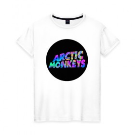 Женская футболка хлопок с принтом ARCTIC MONKEYS в Новосибирске, 100% хлопок | прямой крой, круглый вырез горловины, длина до линии бедер, слегка спущенное плечо | arctic monkeys | арктик манкис | арктические мартышки