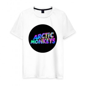 Мужская футболка хлопок с принтом ARCTIC MONKEYS в Новосибирске, 100% хлопок | прямой крой, круглый вырез горловины, длина до линии бедер, слегка спущенное плечо. | arctic monkeys | арктик манкис | арктические мартышки