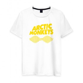 Мужская футболка хлопок с принтом ARCTIC MONKEYS в Новосибирске, 100% хлопок | прямой крой, круглый вырез горловины, длина до линии бедер, слегка спущенное плечо. | arctic monkeys | арктик манкис | арктические мартышки